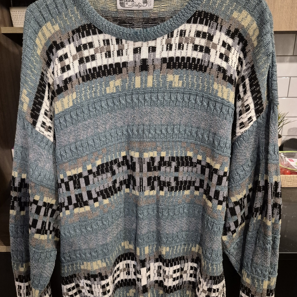 Men's Blue Patterned Sweater